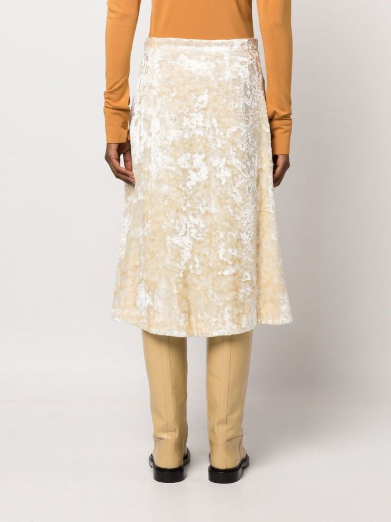 Neutral Velvet Midi Skirt