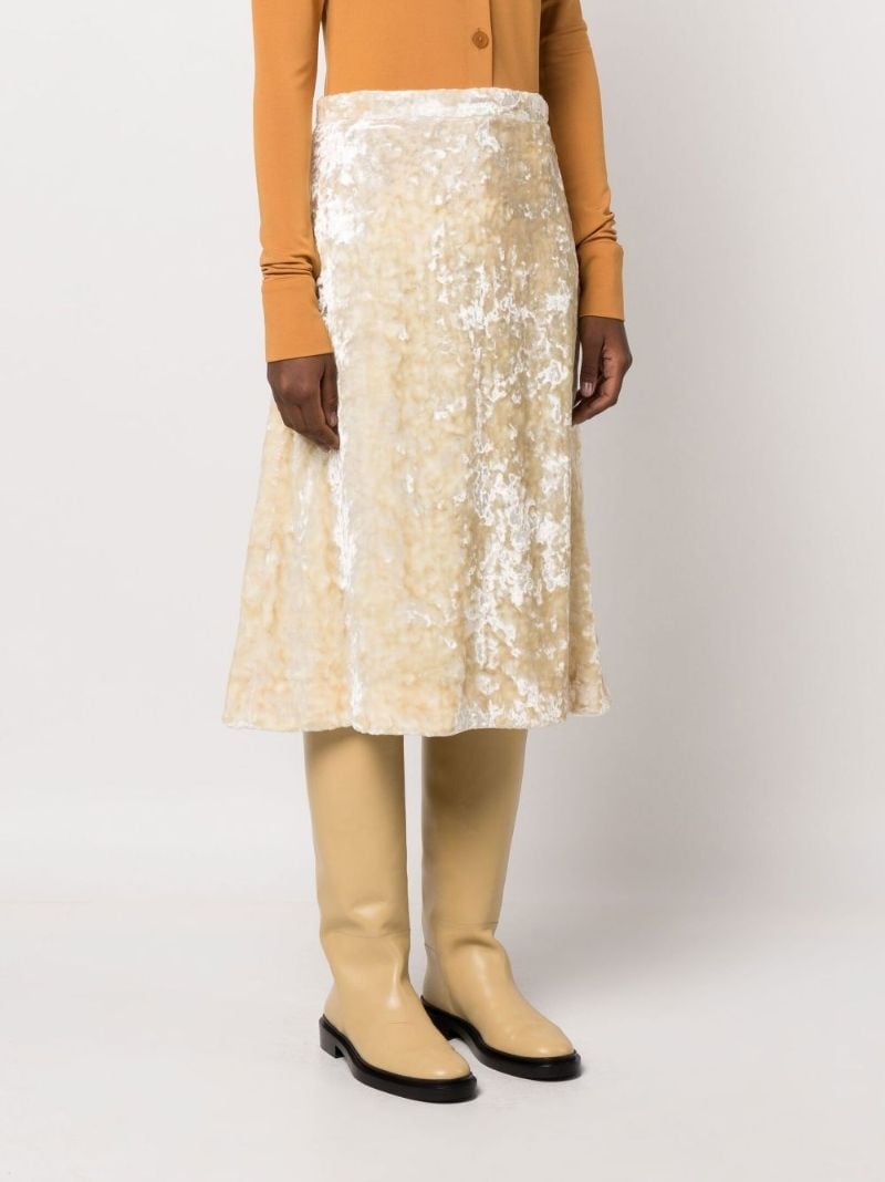Neutral Velvet Midi Skirt