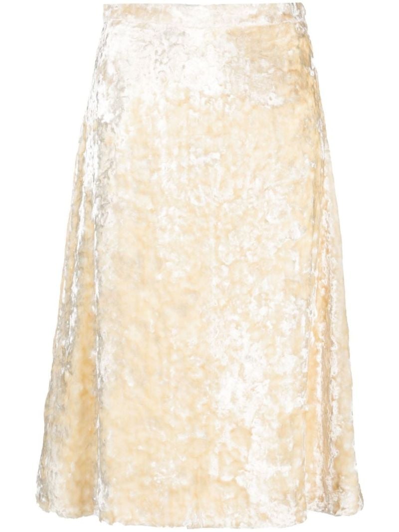 Neutral Velvet Midi Skirt