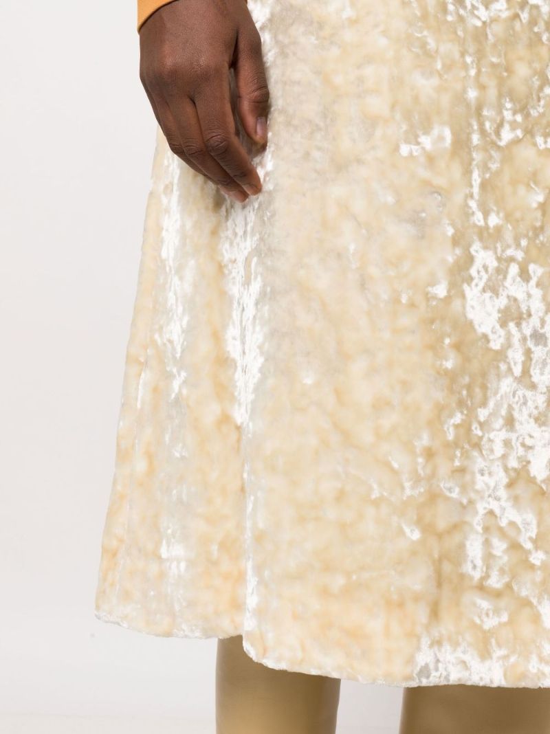 Neutral Velvet Midi Skirt