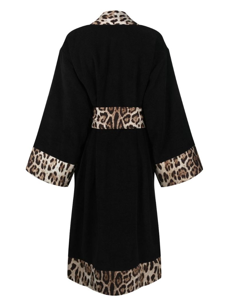 Black Leopard-print Cotton Robe
