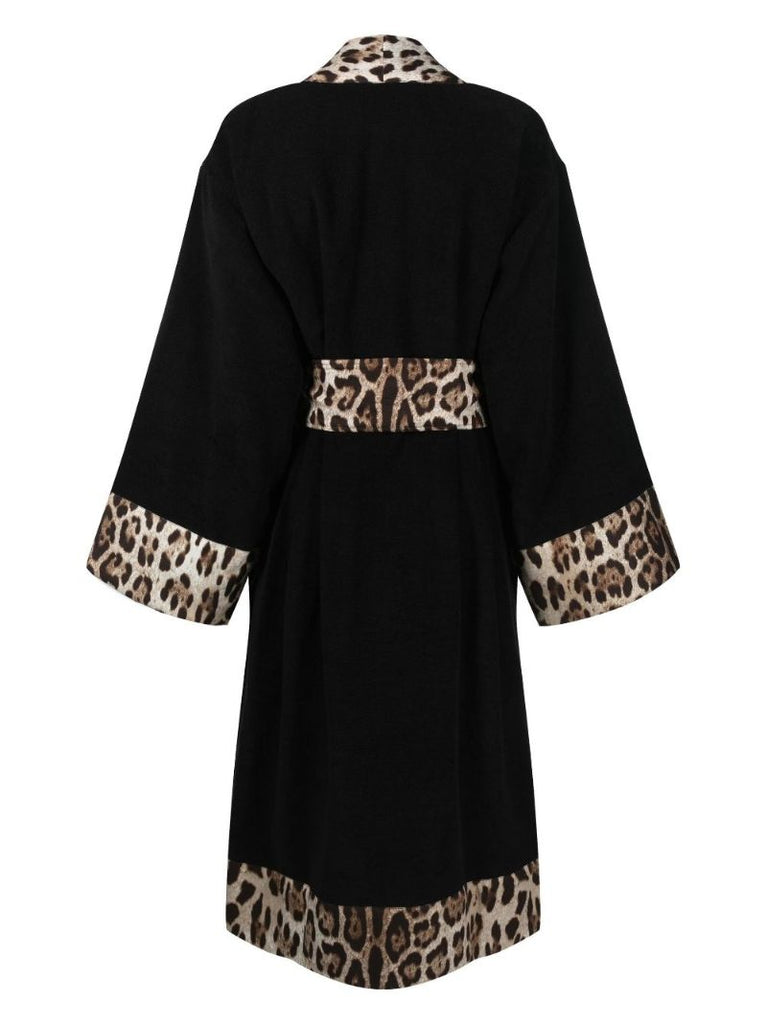 Black Leopard-print Cotton Robe