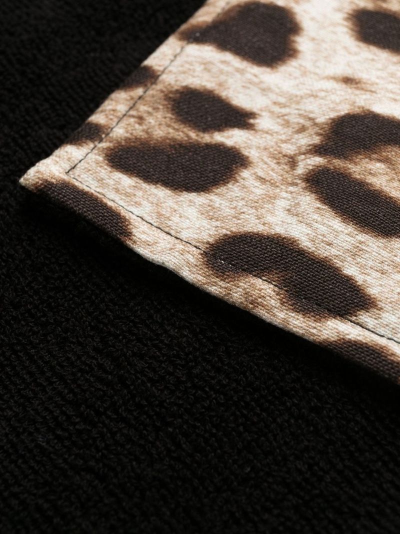 Black Leopard-print Cotton Robe