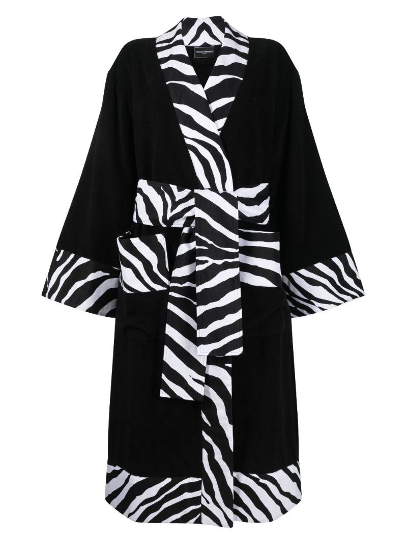 Black Zebra-print Cotton Robe