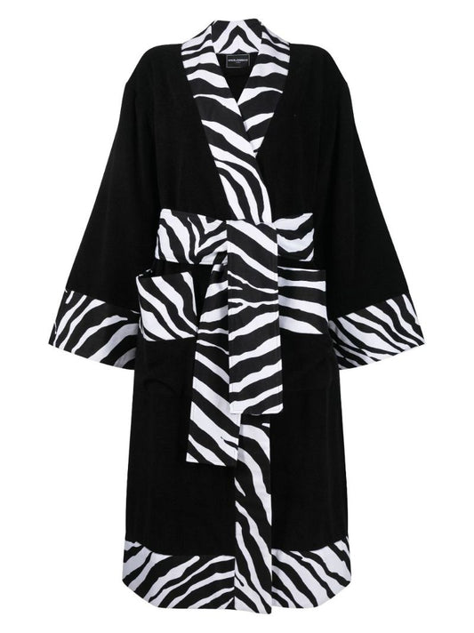 Black Zebra-print Cotton Robe