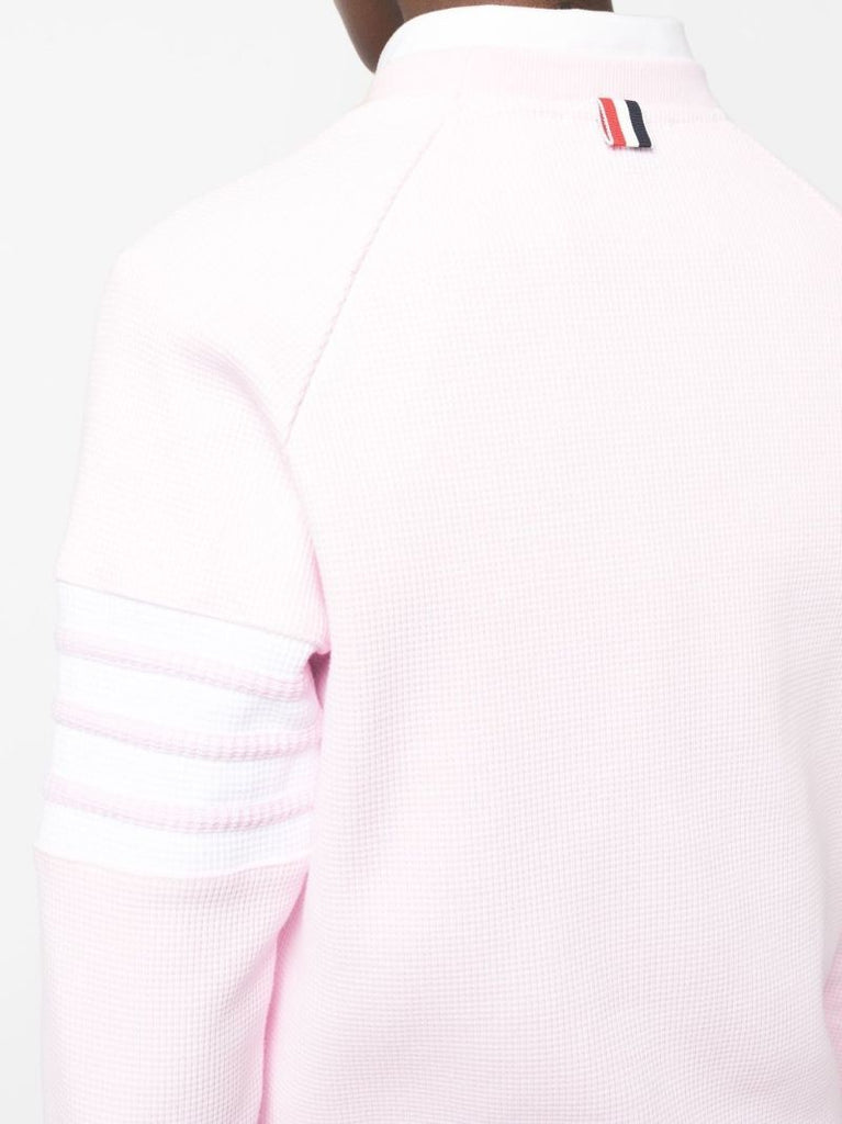 Pink 4-bar Stripe Cotton Sweater