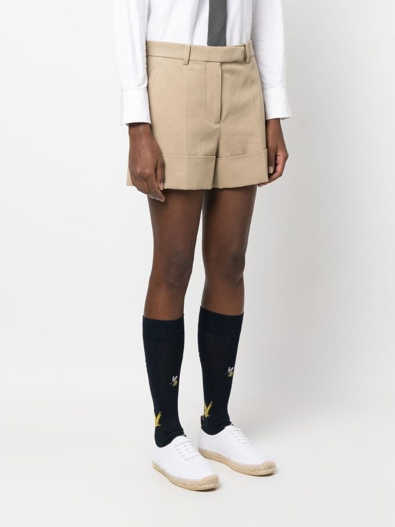 Neutral Tailored Cotton Shorts