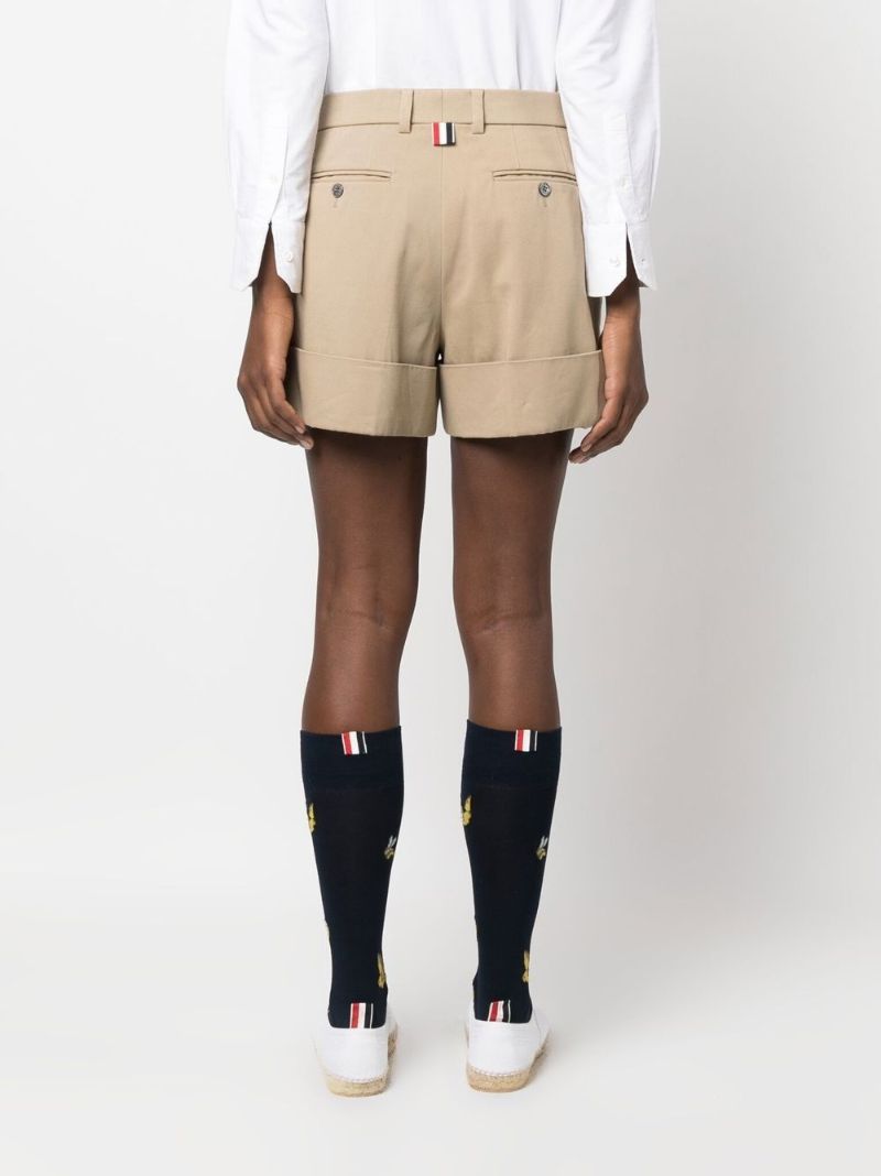 Neutral Tailored Cotton Shorts