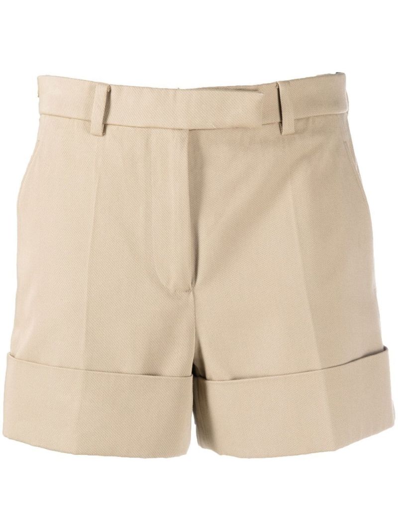 Neutral Tailored Cotton Shorts