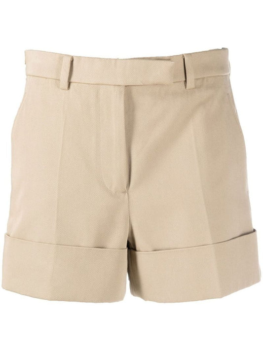 Neutral Tailored Cotton Shorts