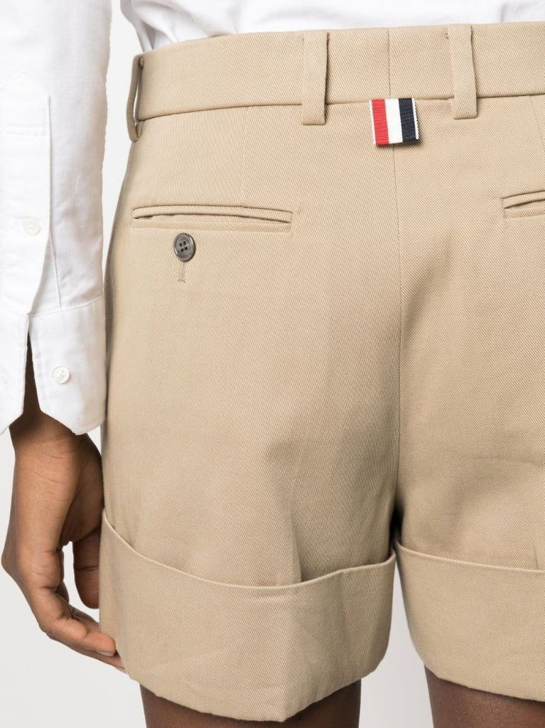 Neutral Tailored Cotton Shorts