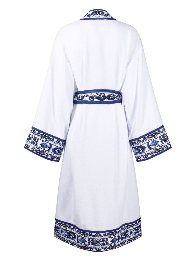 White Carretto Siciliano Cotton Robe