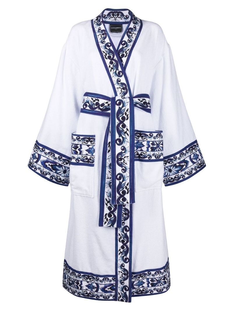 White Carretto Siciliano Cotton Robe