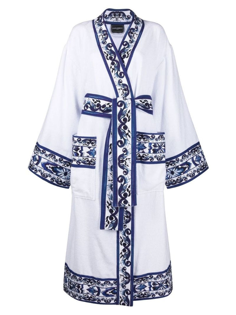 White Carretto Siciliano Cotton Robe
