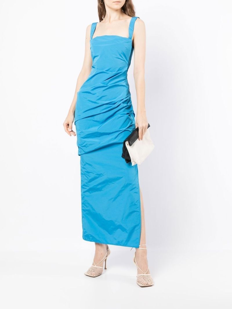 Blue Raf Ruched Maxi Dress