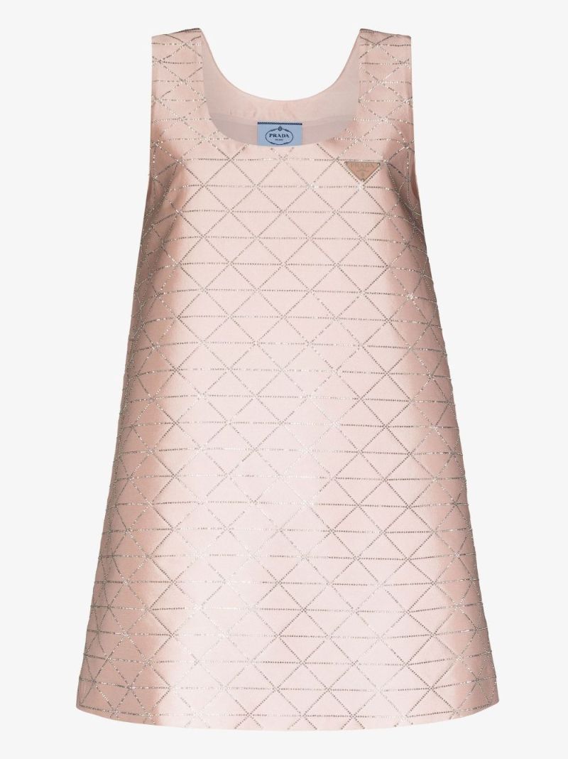 Pink Logo Plaque Mini Dress