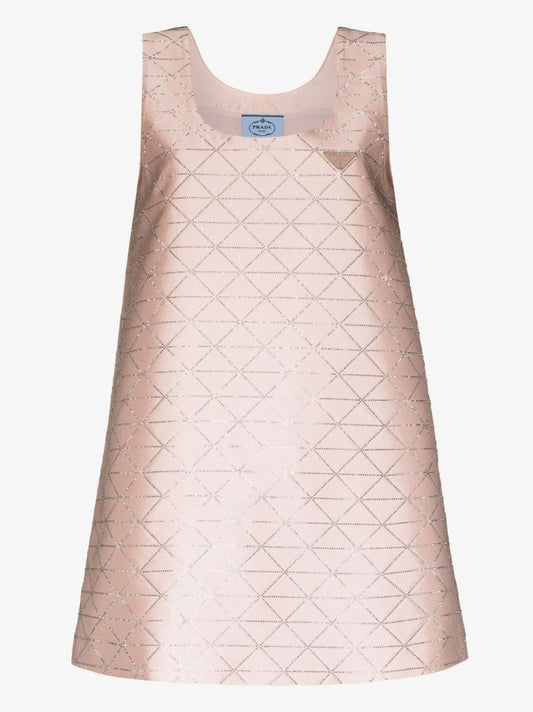 Pink Logo Plaque Mini Dress