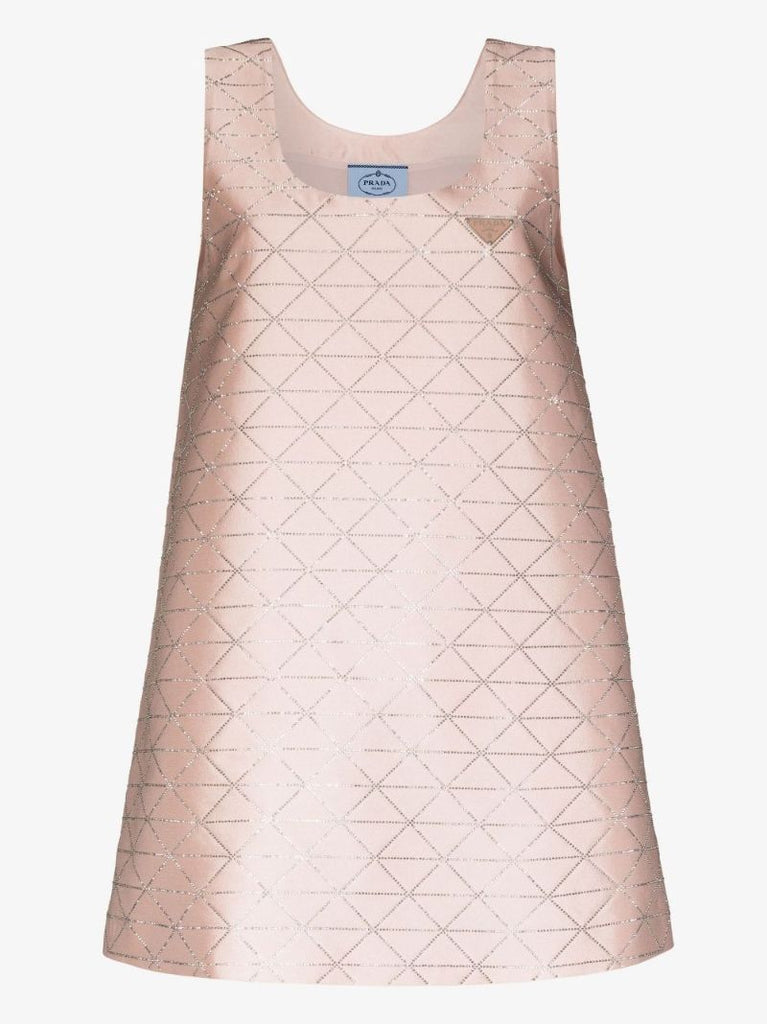 Pink Logo Plaque Mini Dress