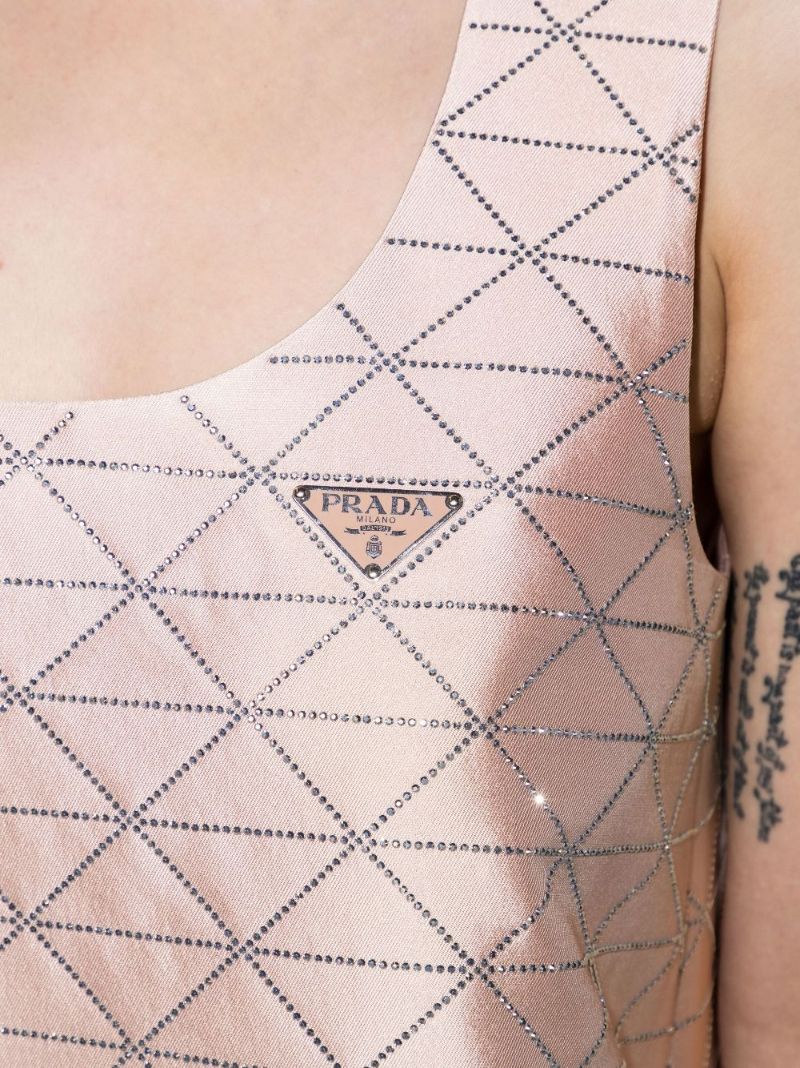 Pink Logo Plaque Mini Dress