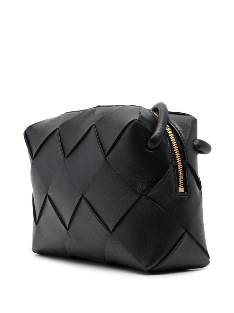 Black Mini Intrecciato Leather Cross Body Bag