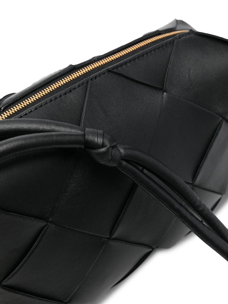 Black Mini Intrecciato Leather Cross Body Bag