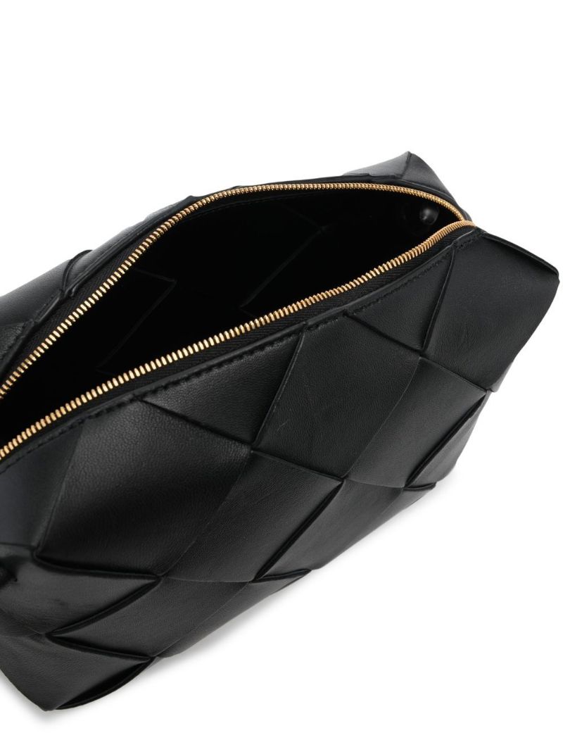 Black Mini Intrecciato Leather Cross Body Bag