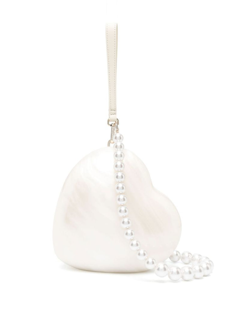 White Pearl Heart Mini Bag