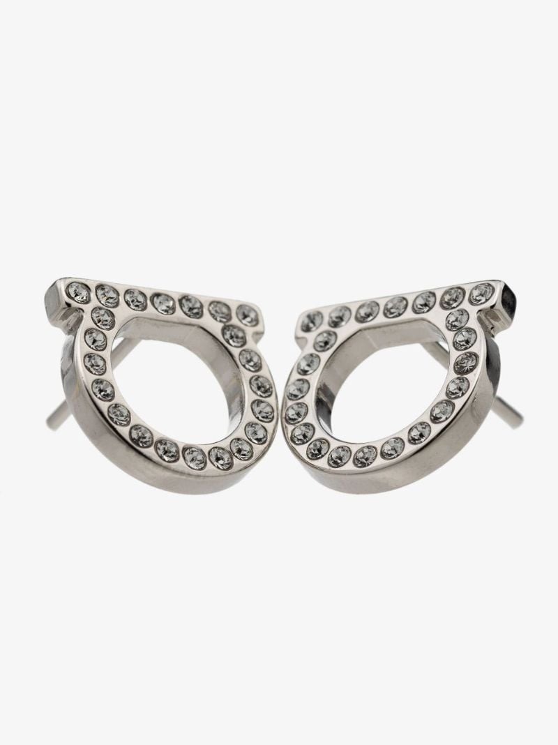 Silver-tone Gancini Crystal-embellished Earrings
