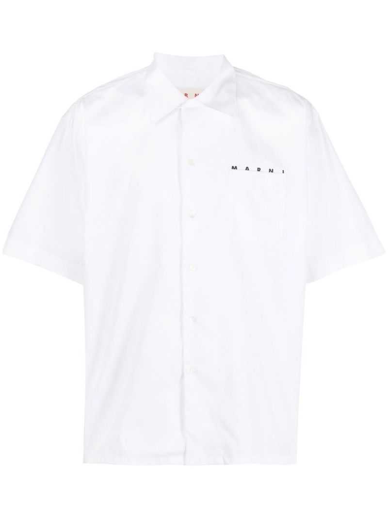 White Logo-print Cotton Shirt