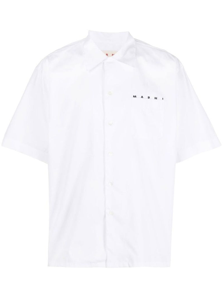 White Logo-print Cotton Shirt
