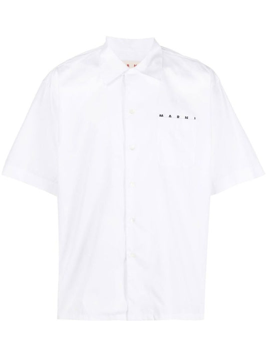 White Logo-print Cotton Shirt