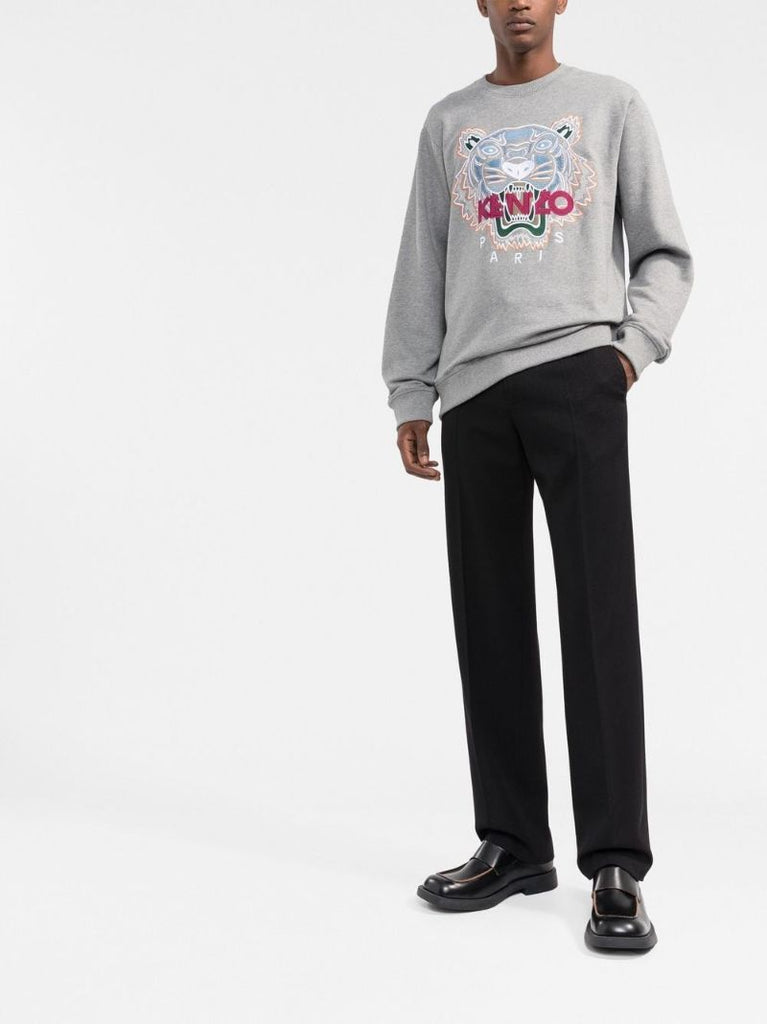 Grey Tiger Embroidered Sweatshirt