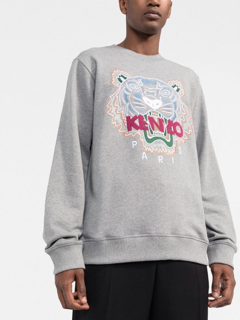 Grey Tiger Embroidered Sweatshirt