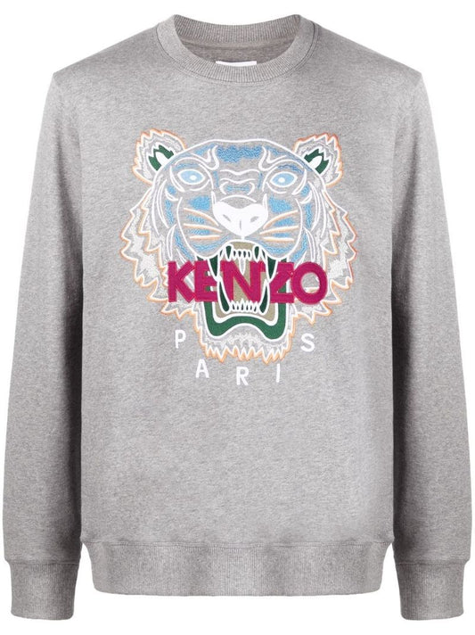 Grey Tiger Embroidered Sweatshirt