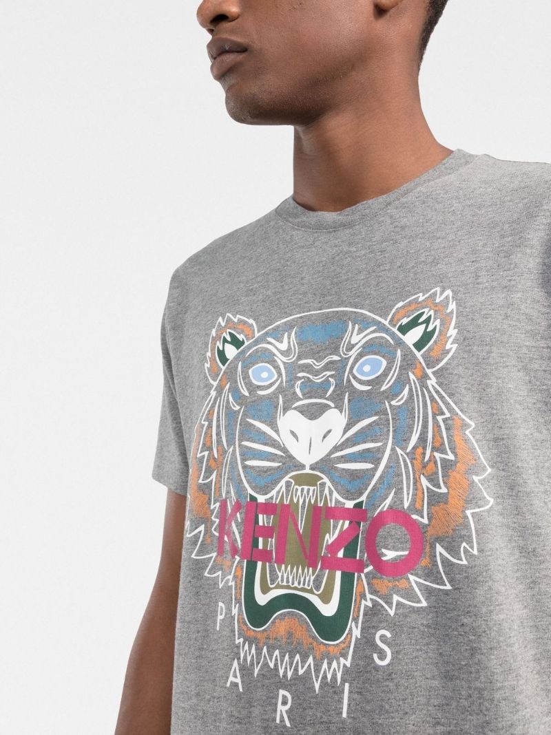 Grey Tiger Head Print T-shirt