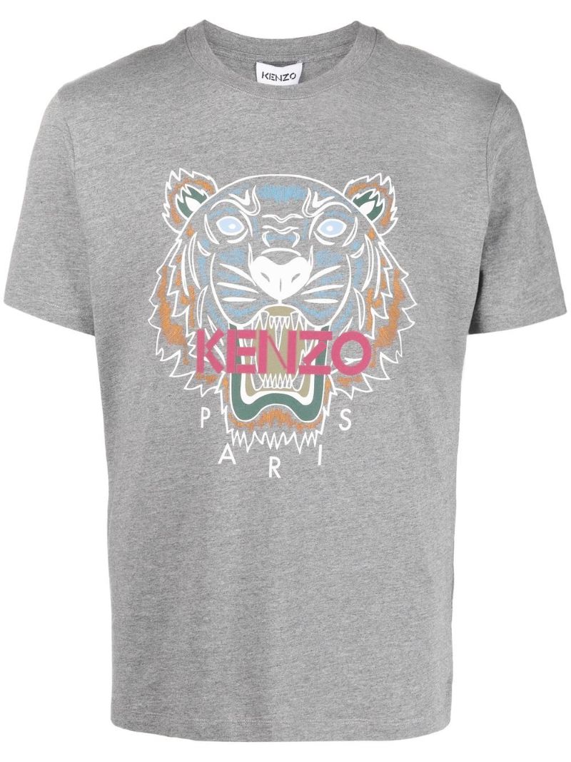 Grey Tiger Head Print T-shirt