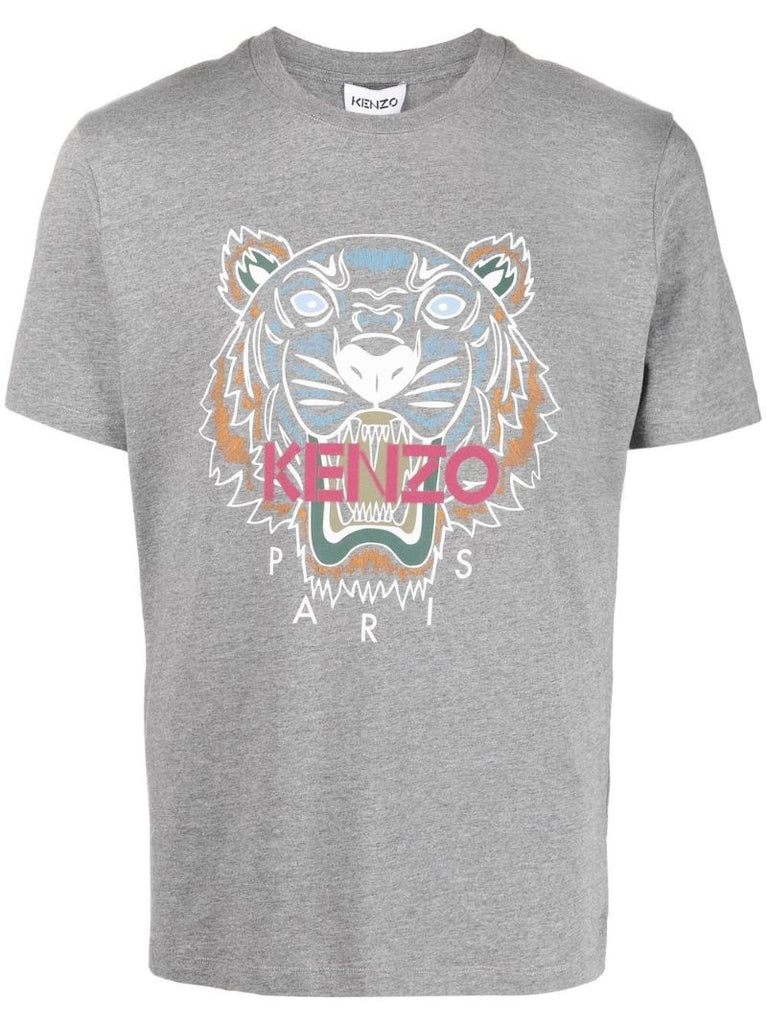 Grey Tiger Head Print T-shirt