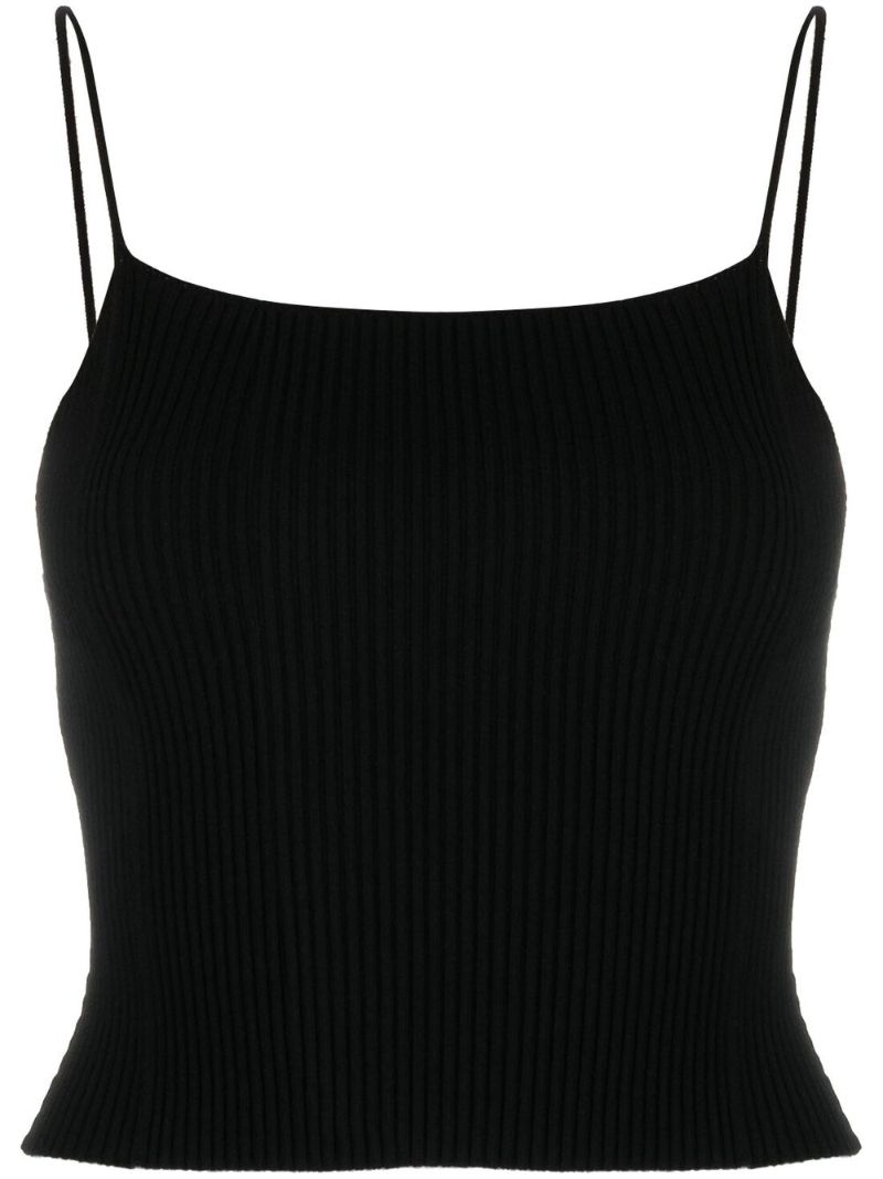 Black Breton Ribbed-knit Crop Top