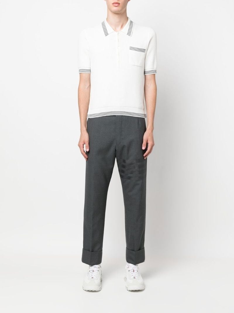 White Waffle-knit Cotton Polo Shirt