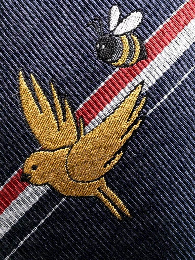 Blue Cartoon Embroidered Silk Tie