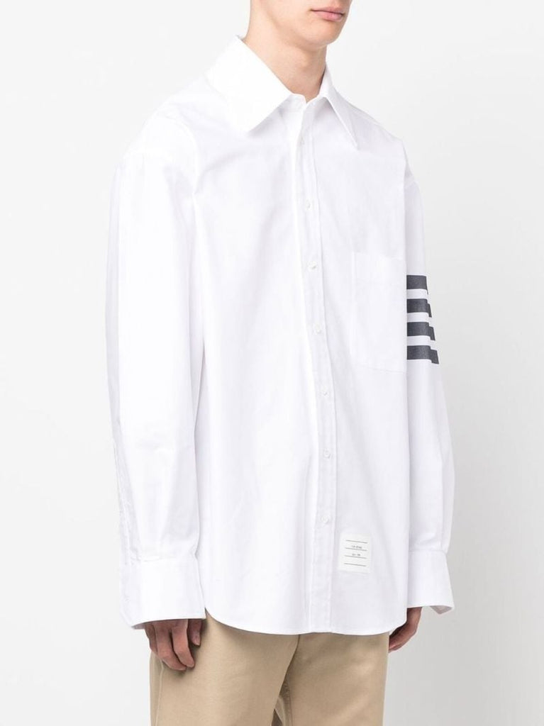 White 4-bar Cotton Shirt