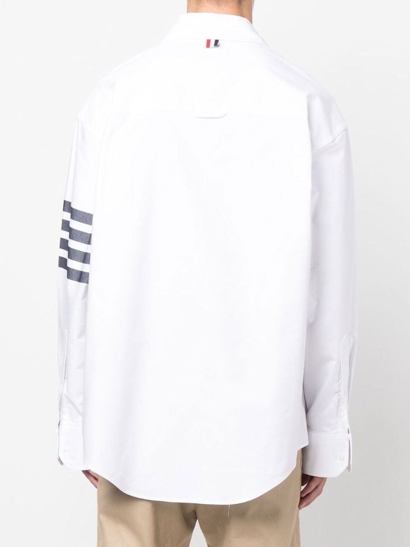 White 4-bar Cotton Shirt