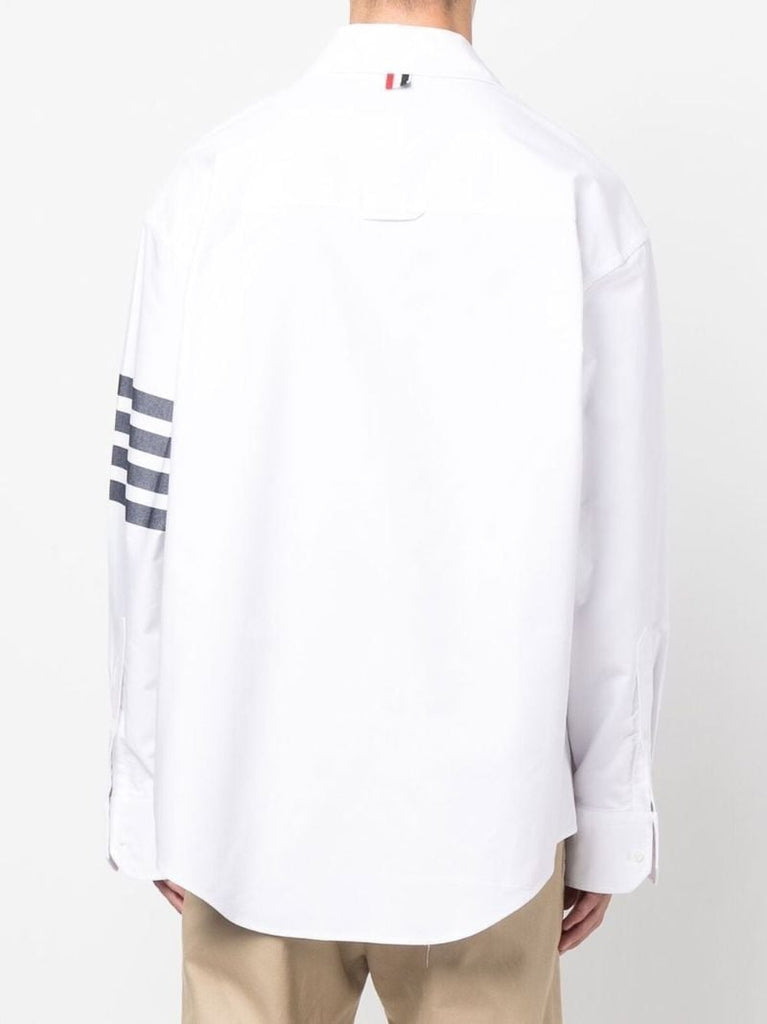 White 4-bar Cotton Shirt