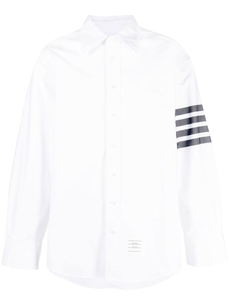 White 4-bar Cotton Shirt