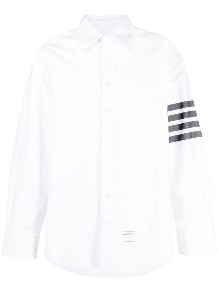 White 4-bar Cotton Shirt
