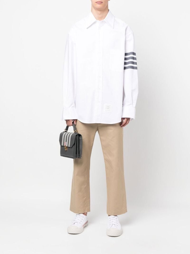 White 4-bar Cotton Shirt