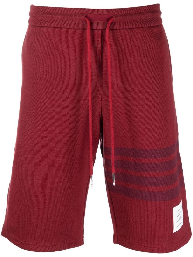 Red 4-bar Waffle Track Shorts