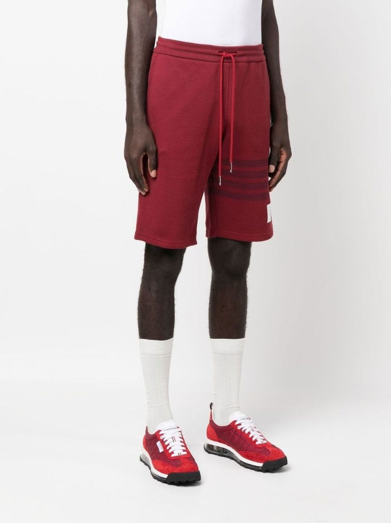 Red 4-bar Waffle Track Shorts