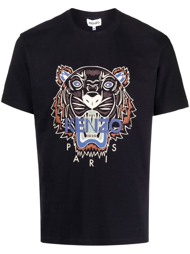 Black Tiger Head Print T-shirt