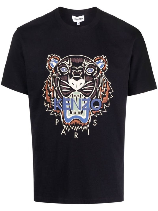 Black Tiger Head Print T-shirt